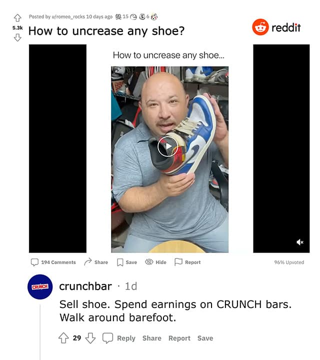 mock reddit of crunch bar