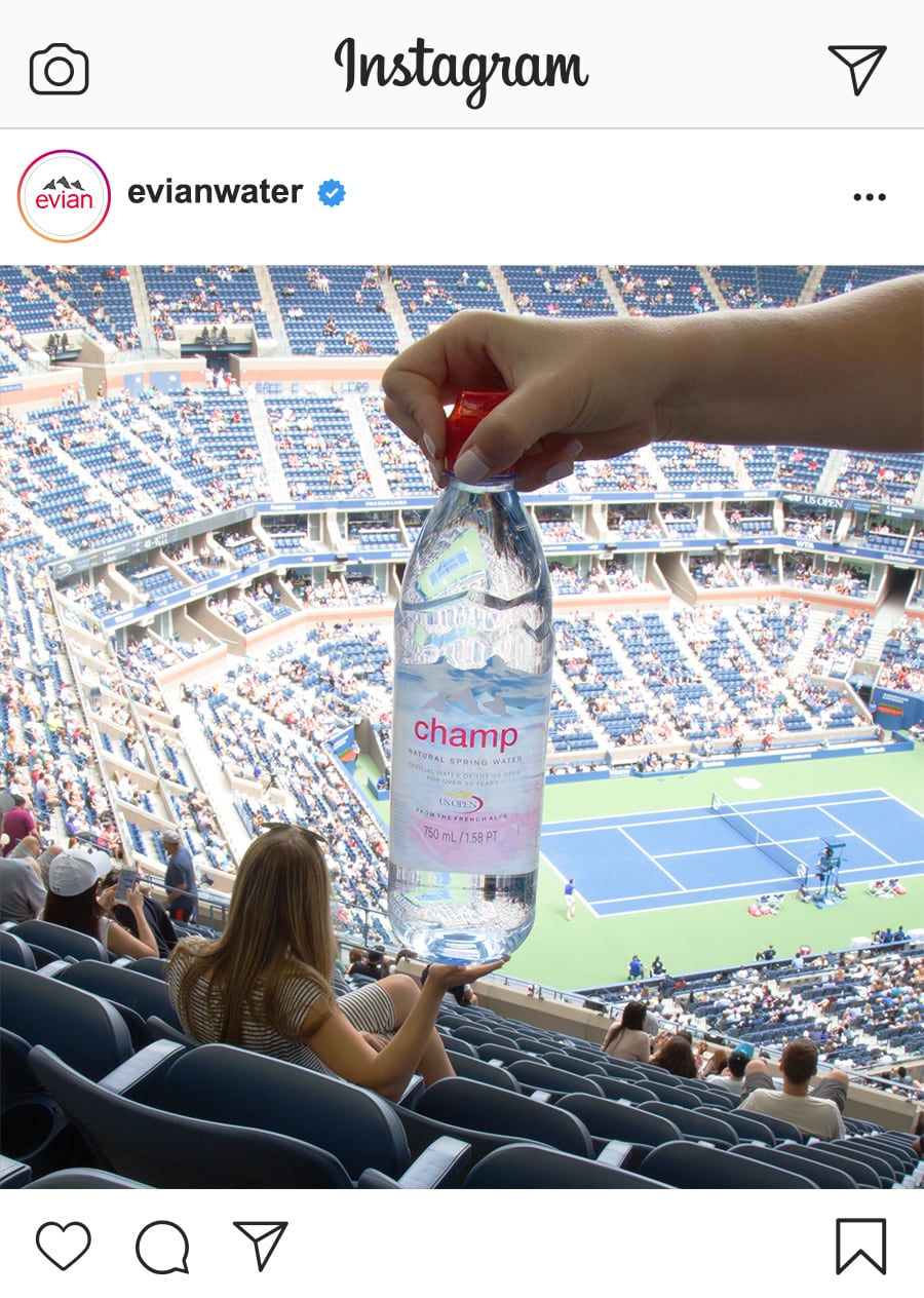 oversize evian bottle forced perspective