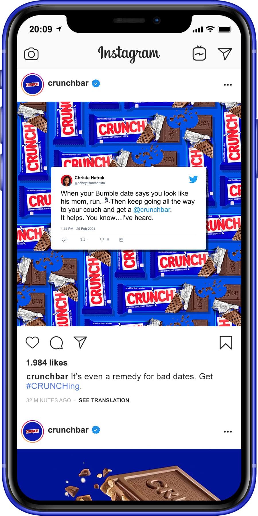 image of mock crunch tweet share