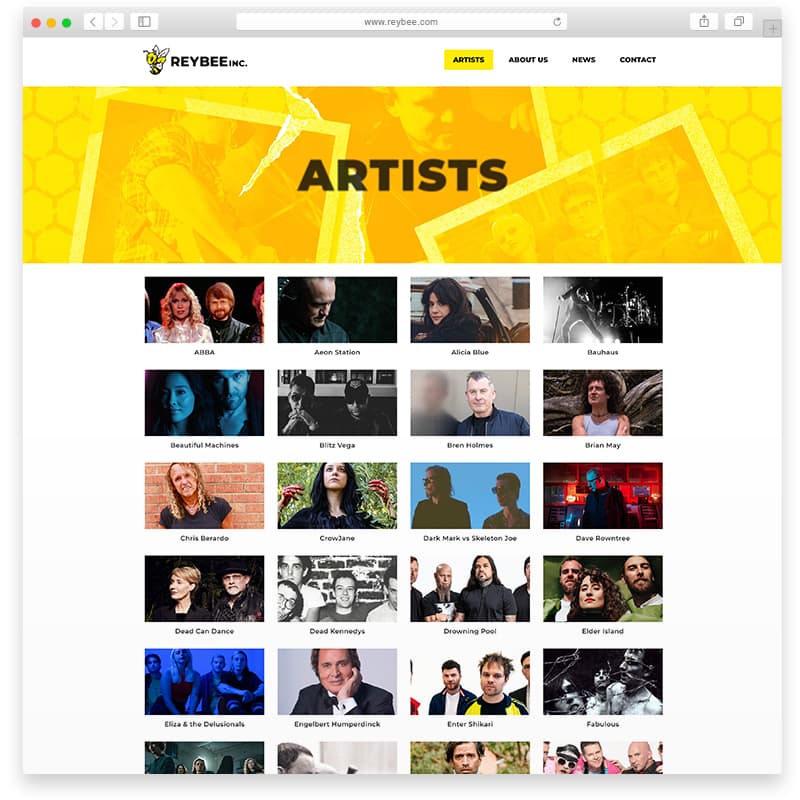 reybee.com artist listing and roster