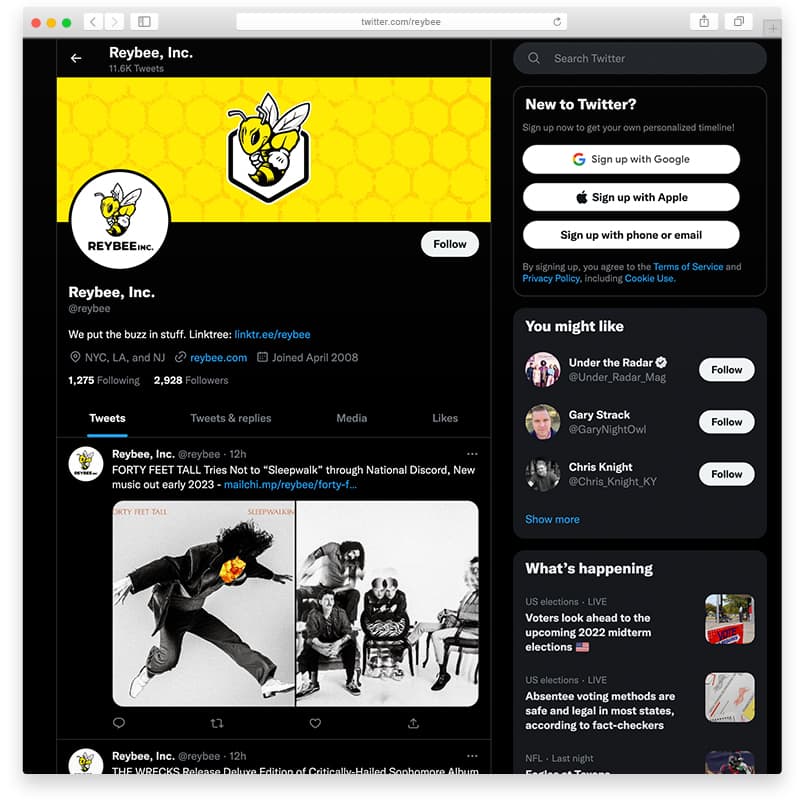 reybee twitter page