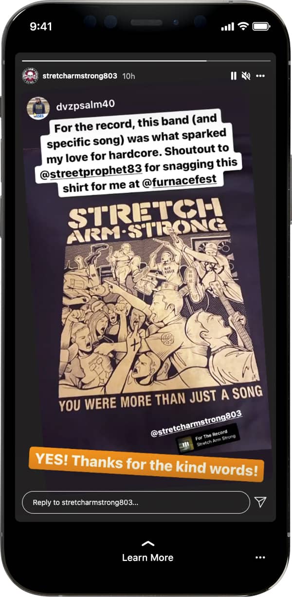 stretch arm strong instagram story