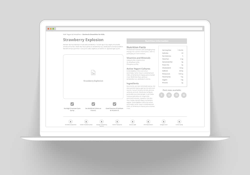 danimals desktop wireframe