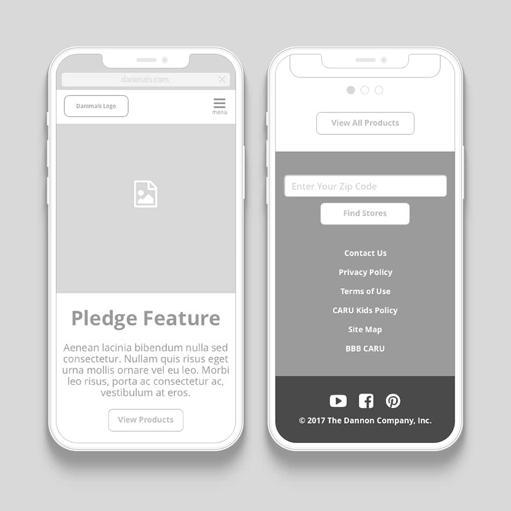 danimals mobile wireframes