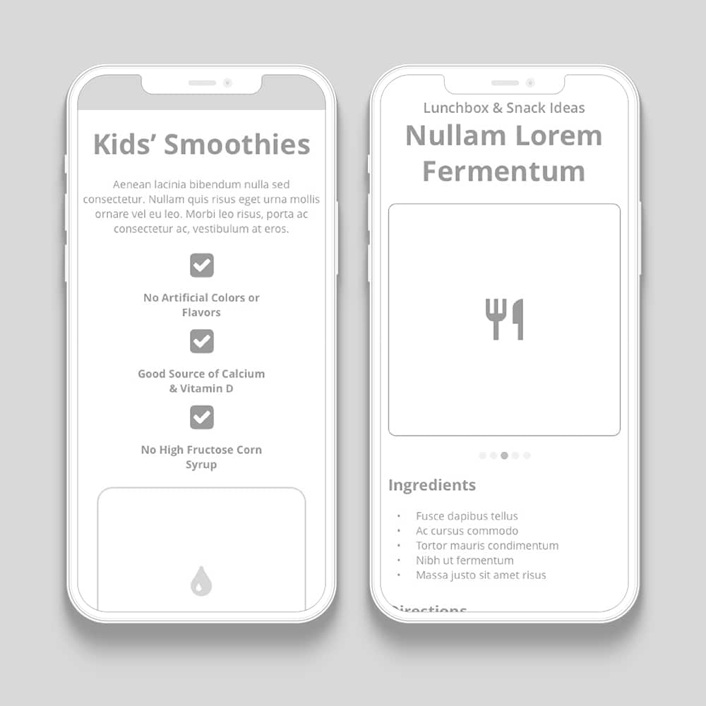 danimals mobile wireframes