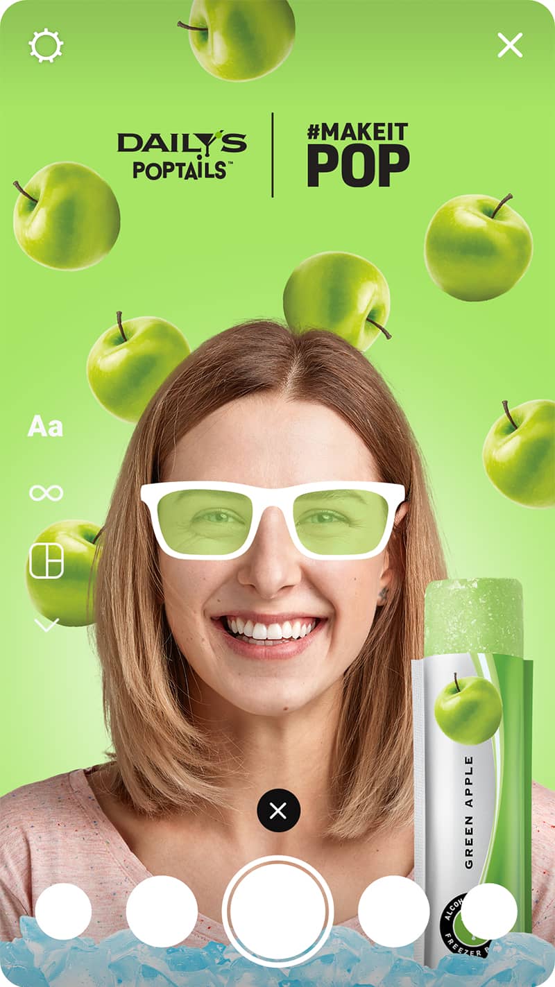 dailys IG AR filter with green apple flavor