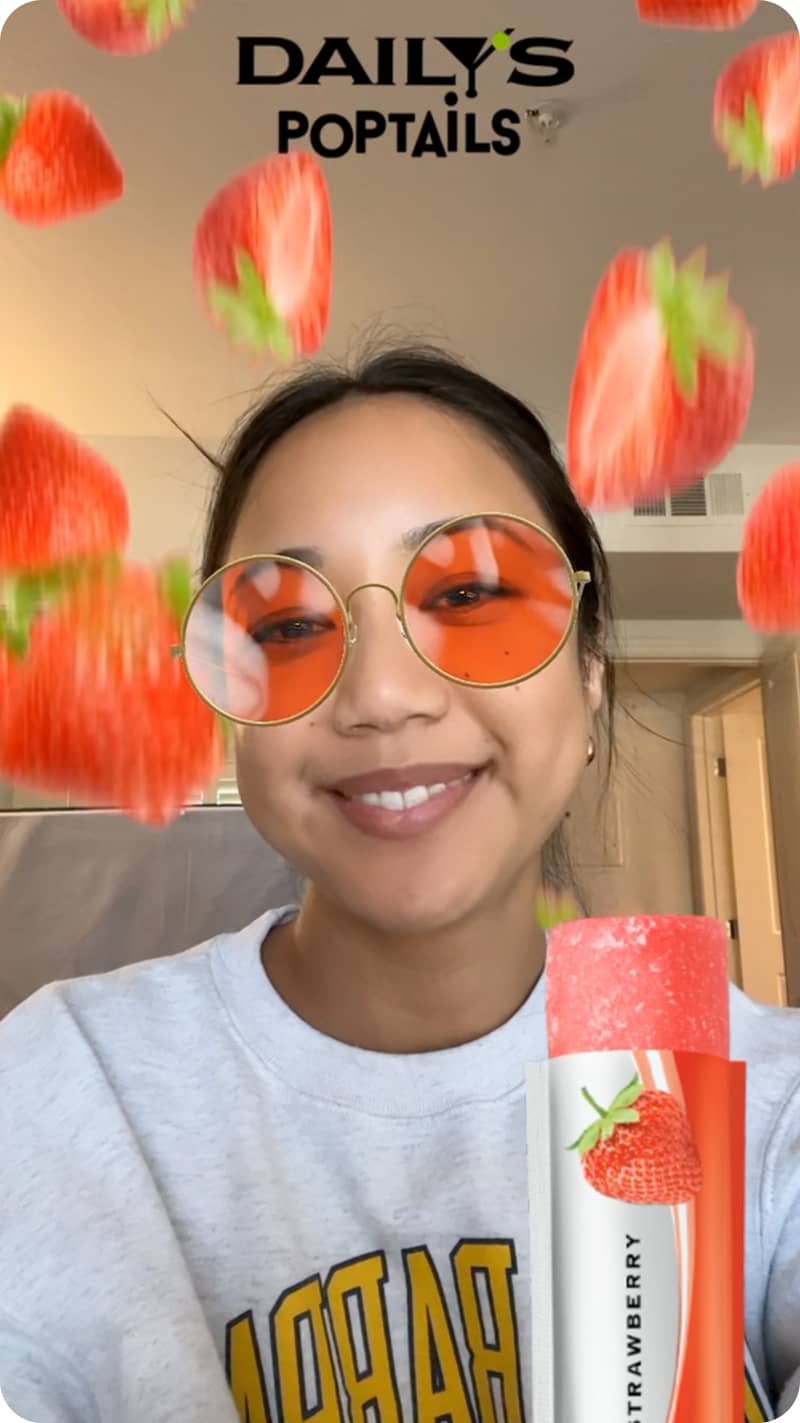 dailys snapchat AR filter with strawberry flavor