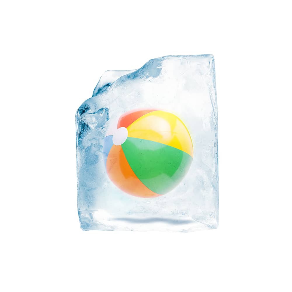 beach ball in an ice cube